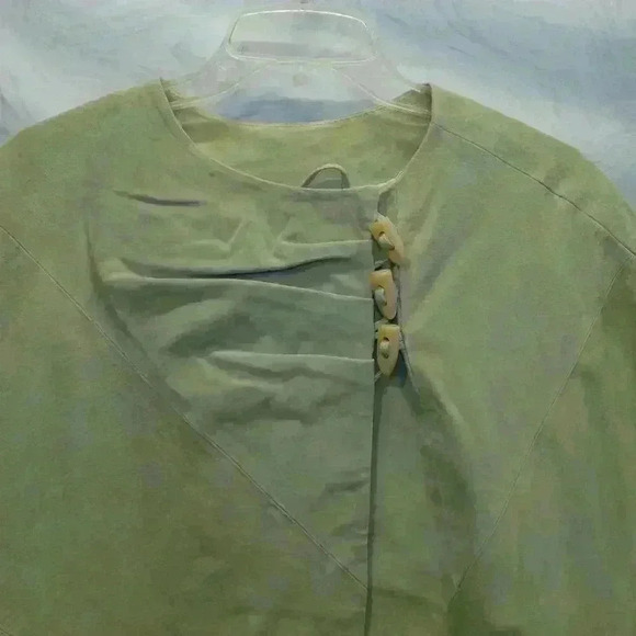 TERRY LEWIS | Boho 100% Leather Suede Fringe Cape Poncho Jacket One Size - Picture 4 of 16